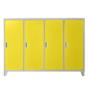 Метален гардероб детски BTL JZ с 4 отделения 130x160x40 см жълт с 4 затворени врати, сниман отпред