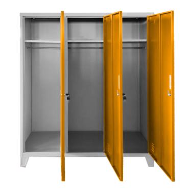 Метален гардероб детски BTL JZ с 3 отделения 150x120x40 см- отворен, лостове за закачалки