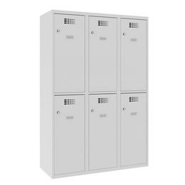 Метален гардероб 6 отделения 180х120х50 см - сив, сниман отпред, затворени врати
