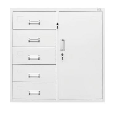 Метален контейнер UG с 5 чекмеджета  - сниман в профил, затворени врати, бял