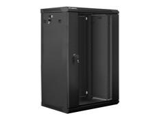 Комуникационен шкаф Lanberg rack cabinet 19' wall-mount 18U / 600x450 for self-assembly (flat pack), black