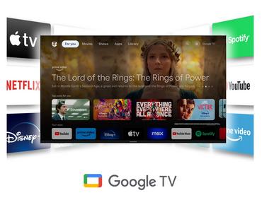 Телевизор Thomson Smart UHD TV 55'; Google TV; 3840 x 2160 (4K UHD), 5000:1, DLED, 60 Hz, DVB-T/T2/C/S/S2, HDR10, Wi-Fi, Bluetooth, LAN, HDMI 2 (2.0) + 2 (2.1), USB 2 (2.0) + 1 (3.0), Side Feet, Black