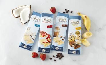 4 шоколада Lindt с плодове, кокос и кафе