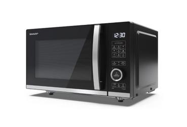 Микровълнова печка Sharp YC-QG204AE-B, Semi Digital, Flatbed,  Built-in microwave grill, Grill Power: 1000W, Plastic and Glass/Painted, 20l, 800 W, Housing Material MicrowaveSteel, LED Display White, Timer & Clock function, Child lock, Defrost, Cabinet Co