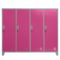 Метален гардероб BTL JZ с 4 отделения 150x159x40 см розов с 4 затворени врати и заключване