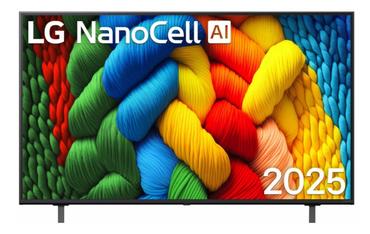 Телевизор LG 55NANO80A3B, 55' 4K HDR Smart Nano Cell TV, 3840x2160, DVB-T2/C/S2, AI Alpha 7, HDR 10 PRO, webOS 25, ThinQ AI, VRR, ALLM, HGiG, WiFi, Clear Voice, AI Upscaling, Bluetooth, Hdmi e-ARC , CI, LAN, AirPlay2, Chromecast, 2 Pole stand, Black