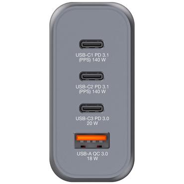 Зарядно устройство Verbatim GNC-140 GaN Charger 4 Port 140W USB A/C (EU/UK/US)