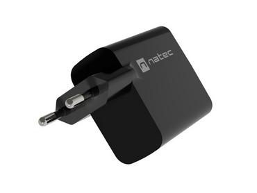 Адаптер Natec USB Charger Ribera Gan 1X USB-A + 1X USB-C 45W, Black