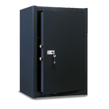 Метален сейф UNS A175 - черен на цвят, затворен, снимка отпред