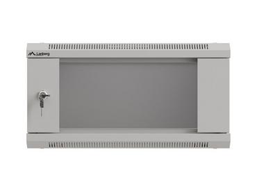 Комуникационен шкаф Lanberg rack cabinet 19' wall-mount 4U/540x350 (flat pack) with glass door grey