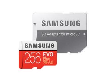 Памет Samsung 256GB micro SD Card EVO+ with Adapter, Class10, Read 100MB/s - Write 90MB/s