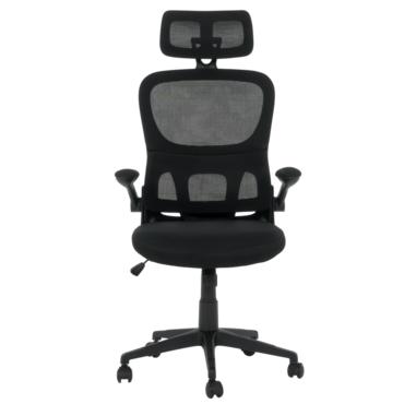 Директорски стол АТИЛА-снимка отпред, черна седалка, черна облегалка