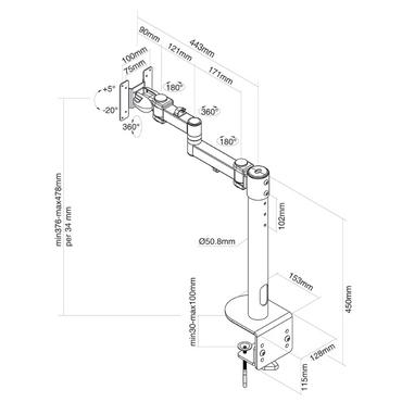 Стойка NewStar Flat Screen Desk Mount (clamp), high capacity