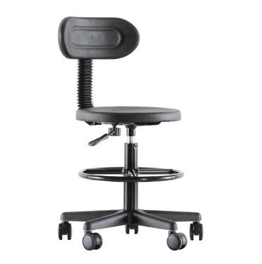 Работен стол МЕГА PU- с ринг, черен полипропилен