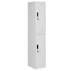 Метален гардероб BTL К с 2 отделения 185х30х45 см - сниман под ъгъл, сив, затворени врати