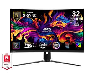Монитор MSI MAG 321CUP QD-OLED, 31.5', 0.03ms, 165Hz, 3840x2160 (UHD), Curve 1700R, G-Sync Compatible, Oled Care 2.0, DisplayHDR 400 True Black, ClearMR 9000, FW UPDATE, Delta E?2, 1.5M:1, HDMI 2.1, DP 1.4a, TypeC DP w/PD(15W), Heigh Adj., Black, 8kg