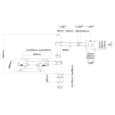 Стойка NewStar Flat Screen & Notebook Desk Mount (clamp/grommet)