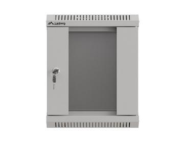 Комуникационен шкаф Lanberg rack cabinet 10' wall-mount 6U/300x300 (flat pack) with glass door grey