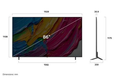 Телевизор LG 86QNED80A3A, 86' 4K QNED HDR Smart TV, 3840x2160, DVB-T2/C/S2, Alpha 7 AI Processor, HDR10 / HLG, webOS 25 ThinQ, VRR / ALLM / HGiG, 4K Upscaling, WiFi 5, Voice Controll, Bluetooth 5.1, AirPlay 2, LAN, CI, HDMI, SPDIF, Google Cast, 2 pole Sta