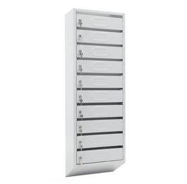 Пощенска кутия PMT PB - 10C KL- сива, с десет индивидуални клетки, снимана отстрани