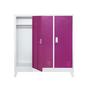Метален гардероб с 3 отделения 120x40x120 см 4 цвята- цикламен, с отворена лява врата, сниман отпред