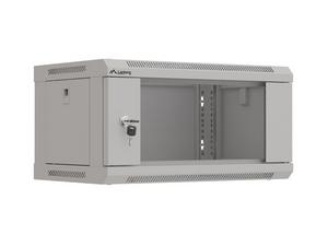 Комуникационен шкаф Lanberg rack cabinet 19' wall-mount 4U/540x350 (flat pack) with glass door grey