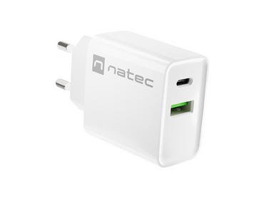 Адаптер Natec USB Charger Ribera 1X USB-A + 1X USB-C 20W, White