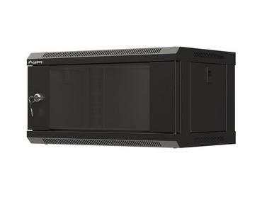 Комуникационен шкаф Lanberg rack cabinet 19' wall-mount 4U/540x350 (flat pack) with glass door black