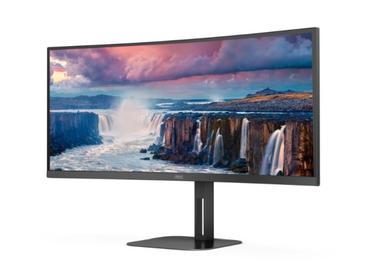 Монитор AOC CU34V5C/BK, 34' Curved 1500R VA WLED, 3440x1440@100Hz, 4ms GtG, 1ms MPRT, 300cd m/2, 3000:1, 20M:1 DCR, Adaptive Sync, FlickerFree, Low Blue Light, 5Wx2, Tilt, Height Adjust, Swivel, HDMI, DP, USB hub
