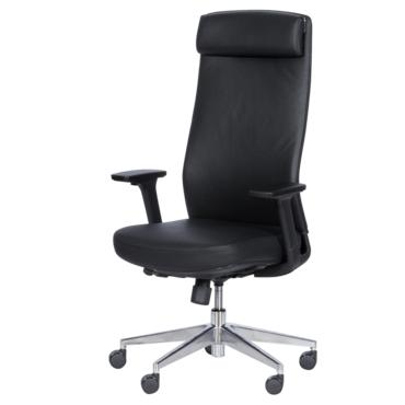 Работен стол КРОНОС-отстрани, черни подлакътници, хромирана кръстачка