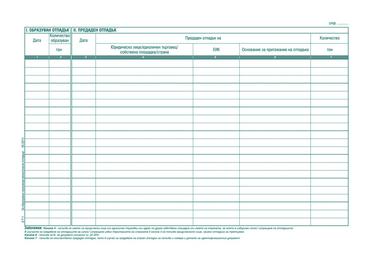 Отчетна книга за отпадъците по Приложение №1