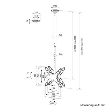 Стойка Neomounts by Newstar Back to Back Screen Ceiling Mount (Height: 106-156 cm)