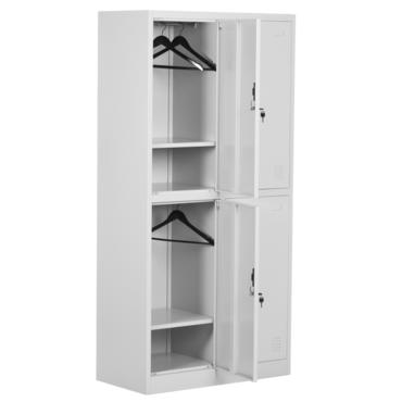 Метален гардероб BTL L с 4 отделения 185х90х45 см - двете леви врати отворени, сниман острани, празен