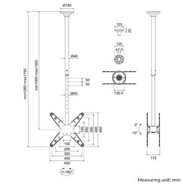 Стойка Neomounts by Newstar Back to Back Screen Ceiling Mount (Height: 106-156 cm)