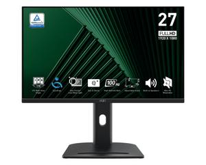 Монитор MSI PRO MP275PG, 27', 1ms, 100Hz, IPS, 1920x1080 (FHD), 16:9, FLAT, Adaptive-Sync, MSI Power Link, EyesErgo, 78% SRGB, AG, 300 nits, 1000:1, DP (1.2a), HDMI 1.4b, VGA, Line-in, Speakers 2x2W, Pivot, Heigh Adj. 130 mm, VESA, Black, 6.03kg
