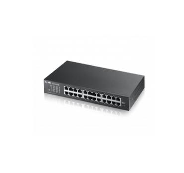 Комутатор ZyXEL GS1100-24E 24-port Gigabit Unmanaged switch, Fanless, 802.3az (Green), desktop/19' rackmount
