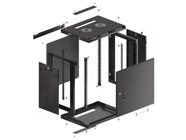 Комуникационен шкаф Lanberg rack cabinet 19' wall-mount 12U/600x450 for self-assembly with metal door black (flat pack)