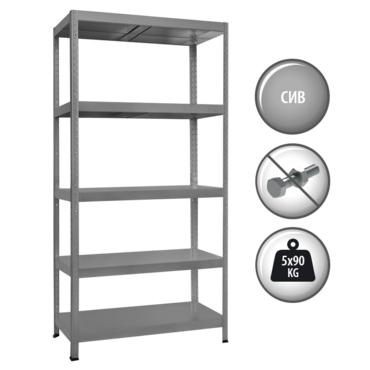 Метален стелаж BTL сив 180x90x40см 90кг/ рафт