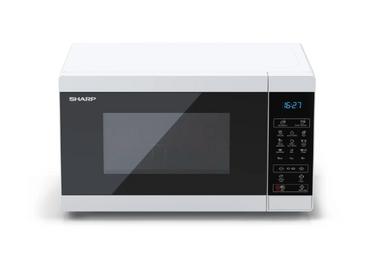 Микровълнова печка Sharp YC-MG02E-W, Fully Digital, Built-in microwave grill, Grill Power: 1000W, Cavity Material -steel, 20l, 800 W, LED Display Blue, Timer & Clock function, Child lock, White door, Defrost, Cabinet Colour: White