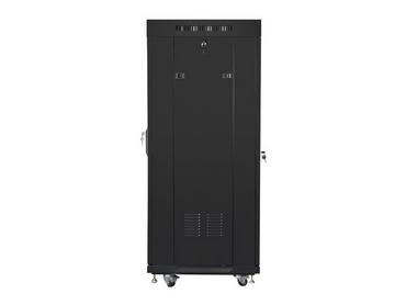 Комуникационен шкаф Lanberg rack cabinet 19' free-standing 27U / 600x600 self-assembly flat pack with glass door LCD, black
