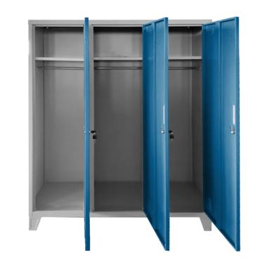 Метален гардероб детски BTL JZ с 3 отделения 150x120x40 см- отворен, снимка отпред