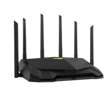 Рутер Asus Gaming Wireless TUF Router AX6000, Dual-Band, Quad-Core 2.0GHz CPU, 256MB/512MB Flash/RAM, 2.5G dual-port, AiProtection Pro, Adaptive QoS, VPN Fusion, IPTV, OFDMA, MU-MIMO, Beamforming, Link Aggregation, Port forwarding, AiM, Black
