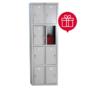 Метален гардероб PMT с 8 отделения 183х60х50 см - сниман отпред, в промо комплект с лампа, затворен, сив