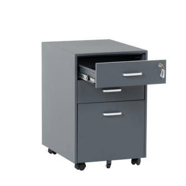 Метален контейнер J  BTL с 3 чекмеджета, с дръжки - с отворено горно чемкмедже, графит