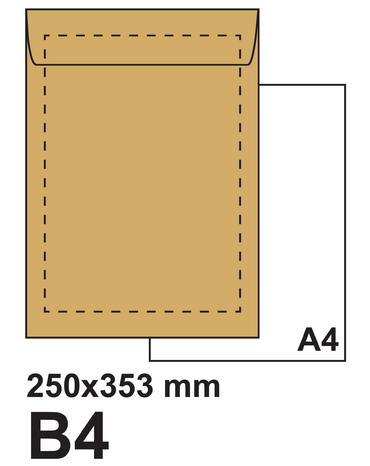 Плик самозалепващ B4 250х353 кафяв крафт 50 бр