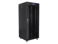 Комуникационен шкаф Lanberg rack cabinet 19' free-standing 27U / 600x600 self-assembly flat pack with glass door LCD, black