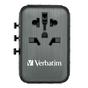 Адаптер Verbatim UTA-05 GaN III Universal Travel Adapter with 2 x USB-C PD 65W & QC 4+ / 2 x USB-A