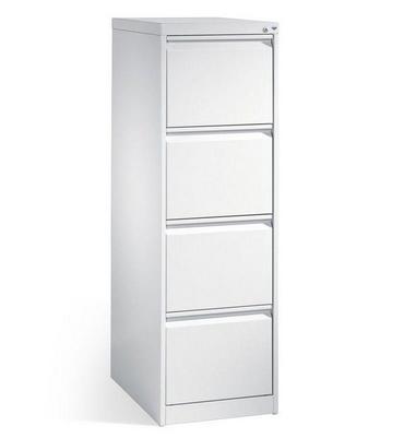 Метална картотека FRT с 4 чекмеджета - снимана отстрани, сива на цвят, затворени чекмеджета