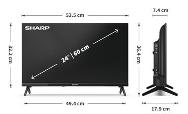 Телевизор Sharp 24HA1205E, 24' LED HD 1366x768 Frameless, 100 000:1, DVB-T/T2/C/S/S2, Active Motion 100, Speaker 2x3W, Dolby Digital, CI+, 3xHDMI (ARC/CEC), 2xUSB, LAN, Video/Audio input (3 x RCA), Hotel Mode, E, 2 pole Stand