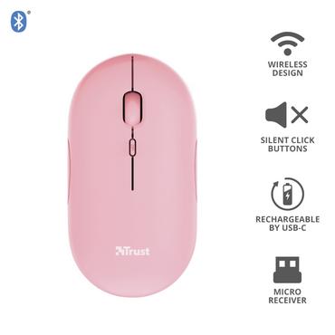 Мишка TRUST Puck Wireless & BT Rechargeable Mouse Pink